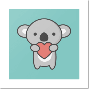 Kawaii Cute Koala With Heart Posters and Art